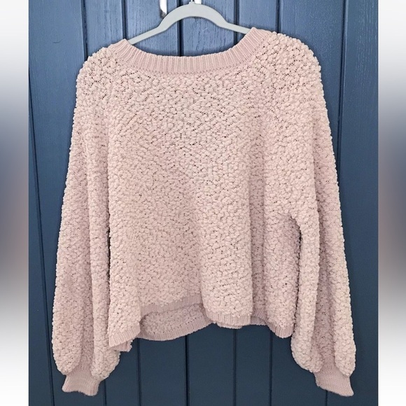 Pale Pink Cropped Sherpa Cardigan Sweater Large Cottage Core Coquette Soft Girl - Picture 4 of 5